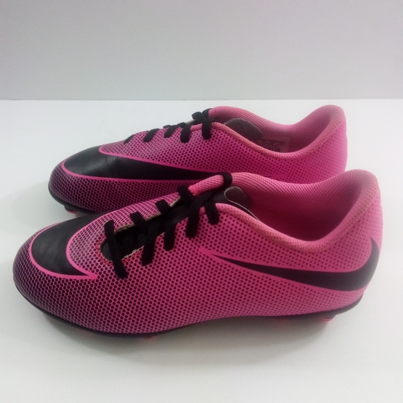 Nike Bravata 2 FG Girls 4Y Pink Black Soccer Cleats 844442-600 - Picture 3 of 8